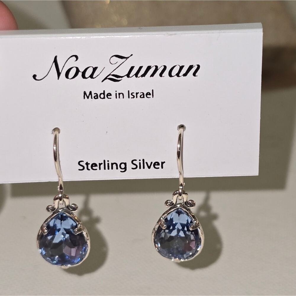 Noa Zuman Sterling Silver Filigree Teardrop Swarovski Crystal Earrings New!